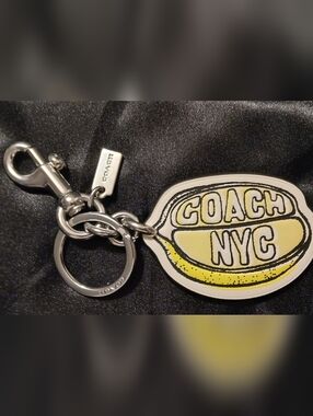 Coach Lemon NYC Keychain Charm White Leather Yellow Graphic NWOT Rare Bag Charm
